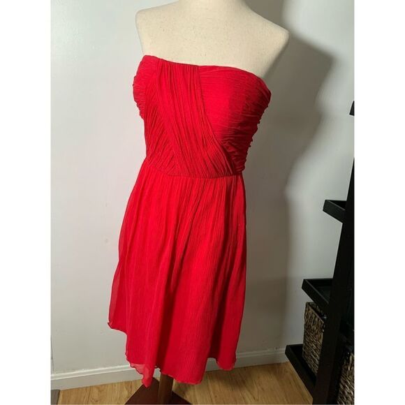 Donna Morgan Red strapless silk dress size 4 - Picture 1 of 6